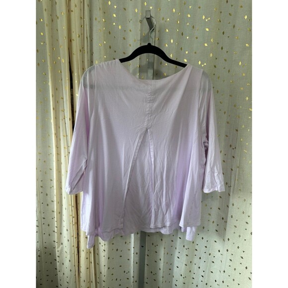 J. Jill Pure Lavender Scoop Neck Elliptical Layered Pleat Back Top Petite XL - Picture 4 of 7